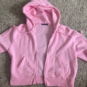 Pink Brandy Melville cropped zip sweatshirt
